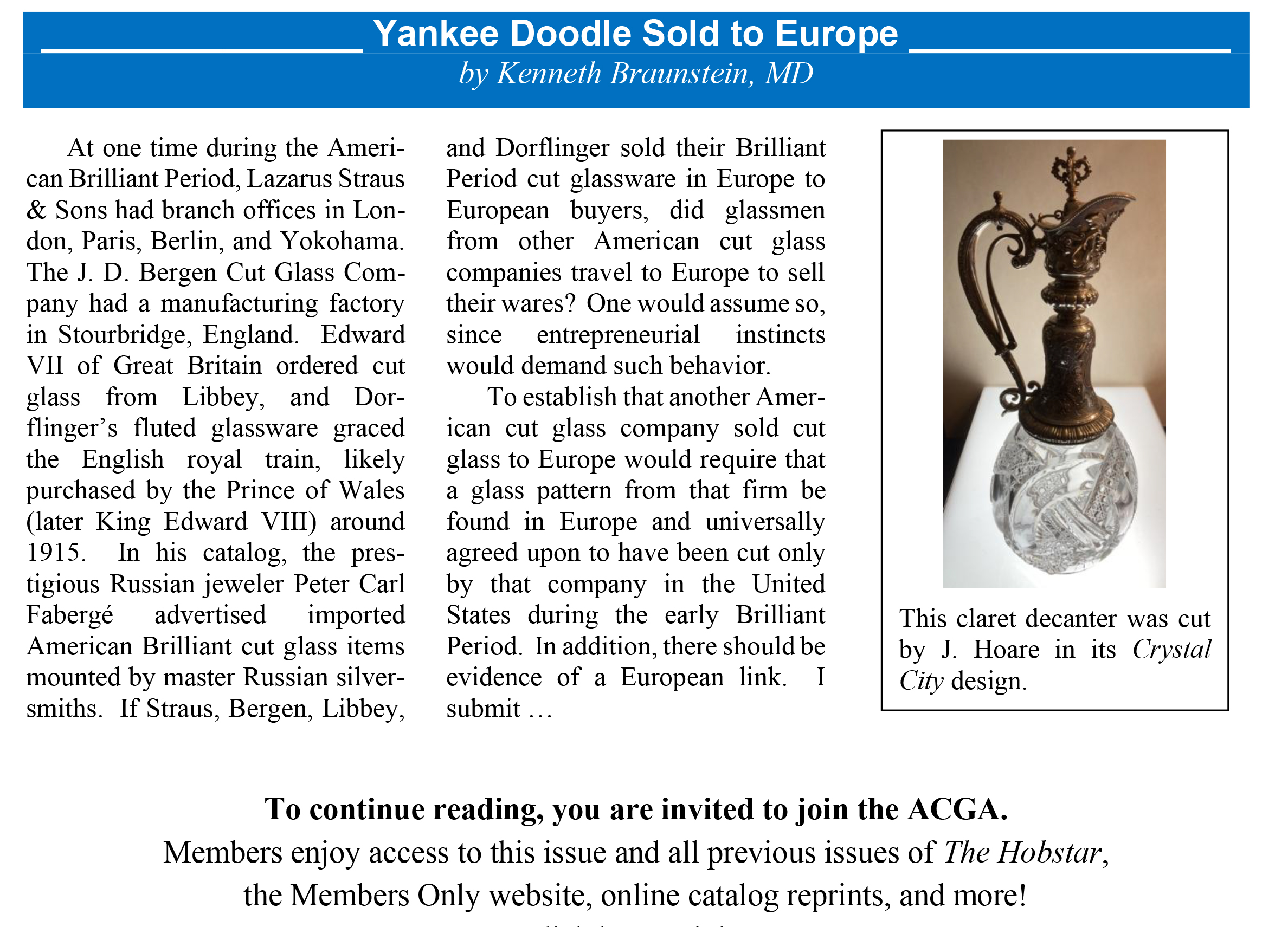 An article preview and call to action to become a member