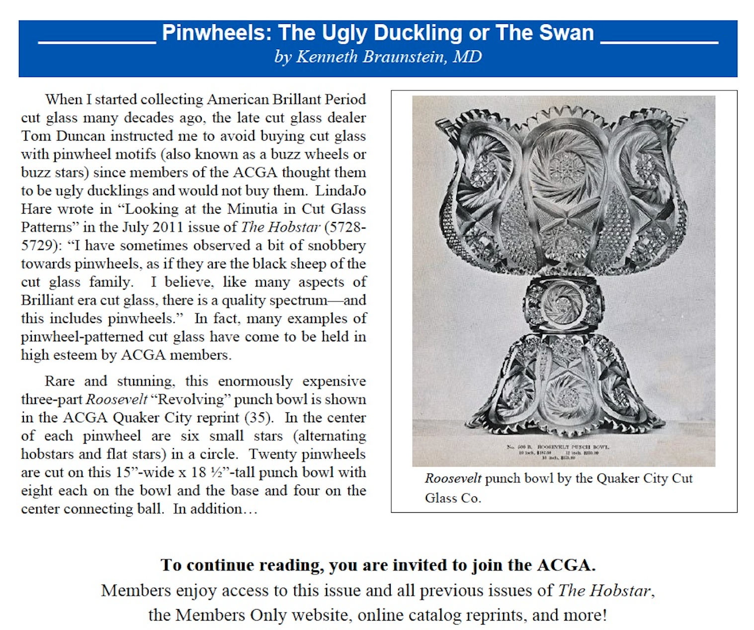 An article preview and call to action to become a member