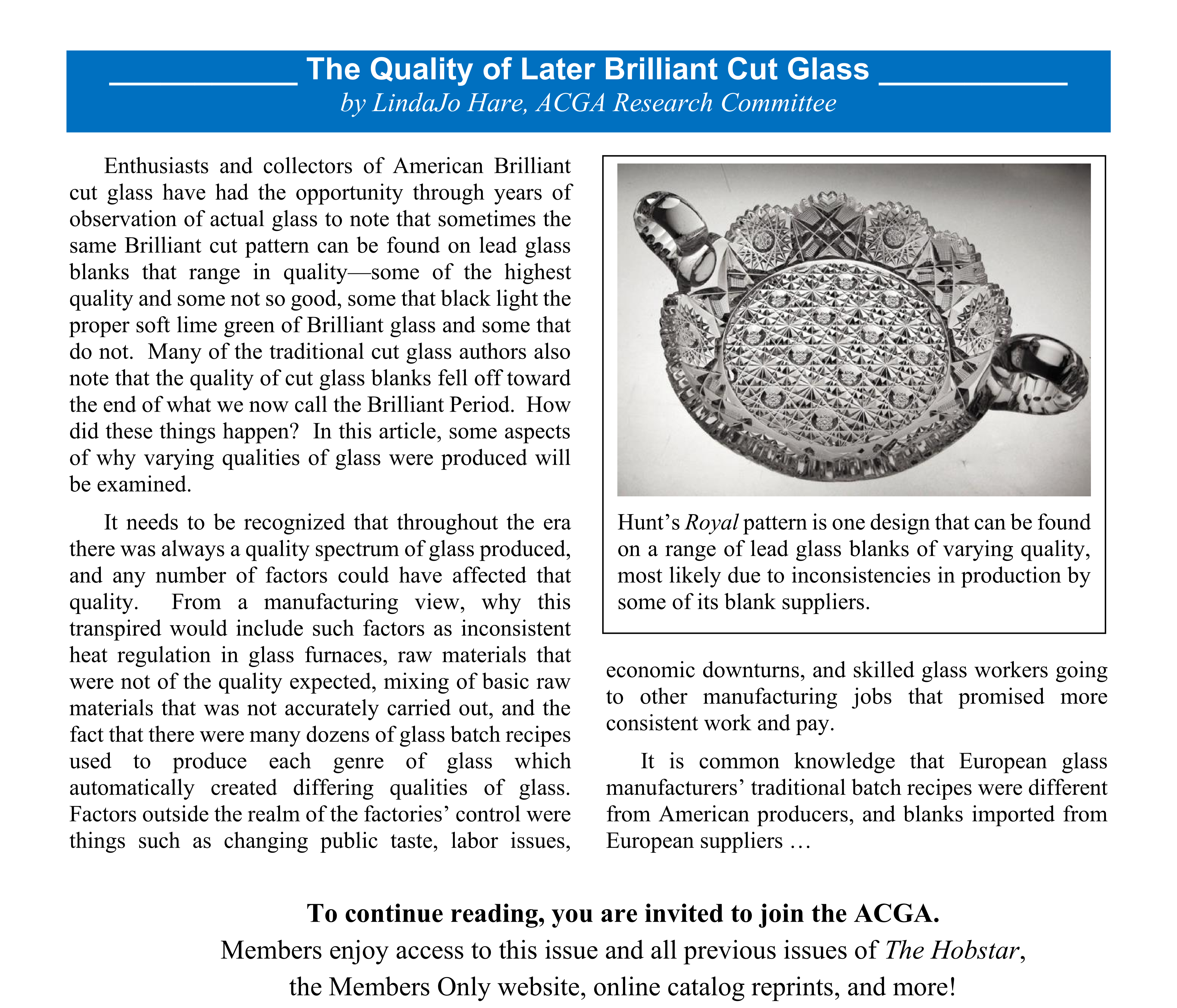 An article preview and call to action to become a member